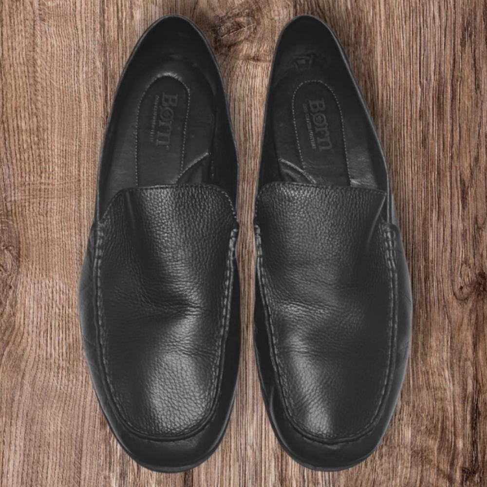 Born Men's Black Leather Loafer Slip-Ons 14 Pre-owned